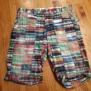 Polo Ralph Lauren Mens Multicolor Patchwork Madras Shorts Size 36 Cotton Casual